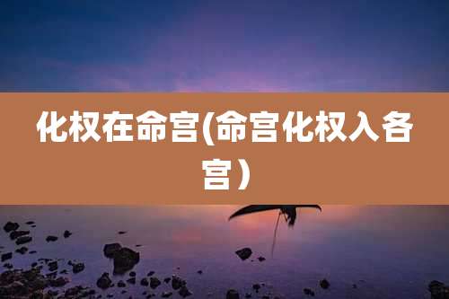 化权在命宫(命宫化权入各宫）