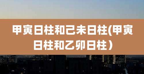 甲寅日柱和己未日柱(甲寅日柱和乙卯日柱）