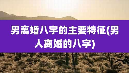 男离婚八字的主要特征(男人离婚的八字)
