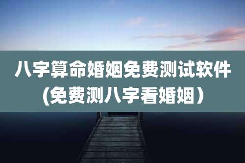 八字算命婚姻免费测试软件(免费测八字看婚姻)