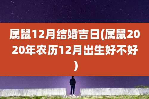 属鼠12月结婚吉日(属鼠2020年农历12月出生好不好)