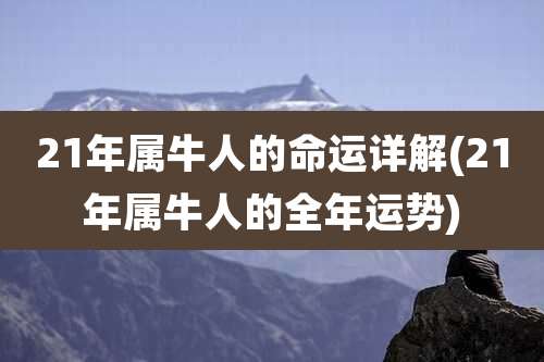 21年属牛人的命运详解(21年属牛人的全年运势)