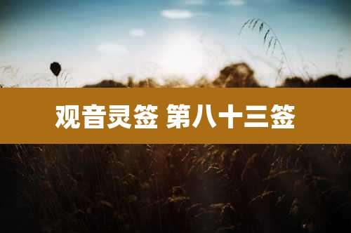 观音灵签 第八十三签