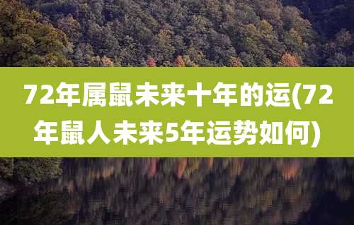 72年属鼠未来十年的运(72年鼠人未来5年运势如何)