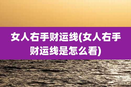 女人右手财运线(女人右手财运线是怎么看)