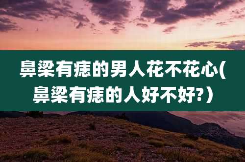 鼻梁有痣的男人花不花心(鼻梁有痣的人好不好?）