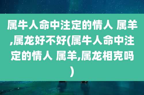 属牛人命中注定的情人 属羊,属龙好不好(属牛人命中注定的情人 属羊,属龙相克吗)