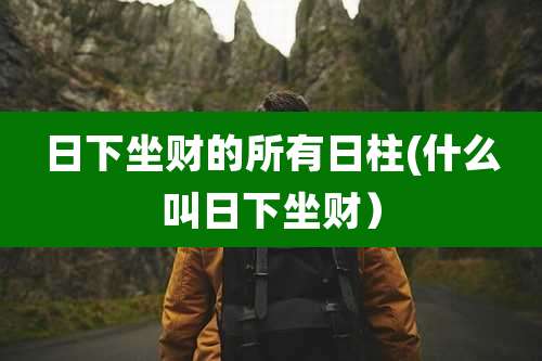 日下坐财的所有日柱(什么叫日下坐财)