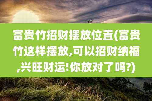 富贵竹招财摆放位置(富贵竹这样摆放,可以招财纳福,兴旺财运!你放对了吗?)