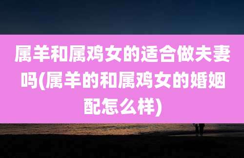 属羊和属鸡女的适合做夫妻吗(属羊的和属鸡女的婚姻配怎么样)