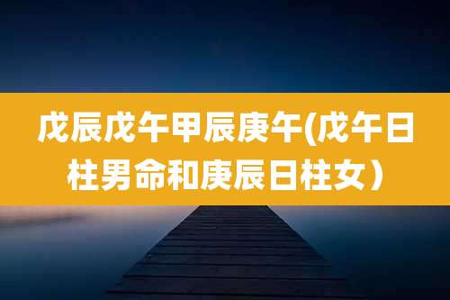 戊辰戊午甲辰庚午(戊午日柱男命和庚辰日柱女）