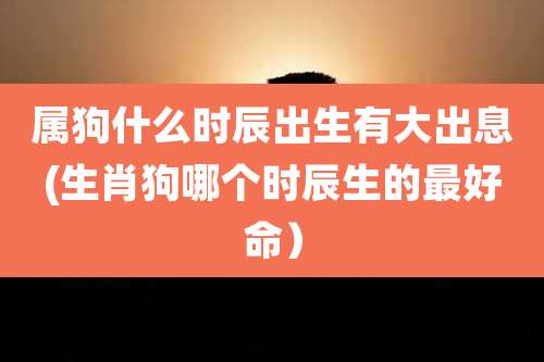 属狗什么时辰出生有大出息(生肖狗哪个时辰生的最好命）