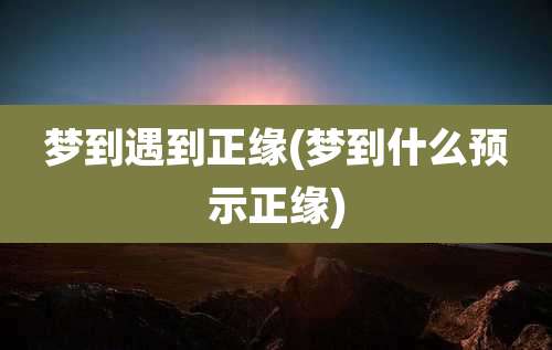 梦到遇到正缘(梦到什么预示正缘)