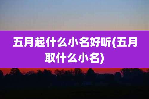 五月起什么小名好听(五月取什么小名)