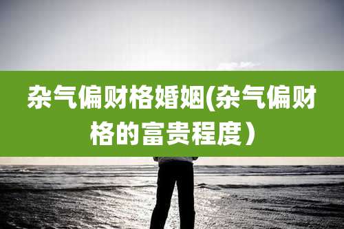 杂气偏财格婚姻(杂气偏财格的富贵程度)