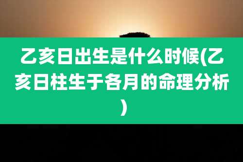乙亥日出生是什么时候(乙亥日柱生于各月的命理分析）
