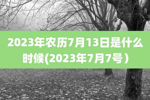 2023年农历7月13日是什么时候(2023年7月7号）