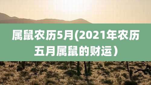 属鼠农历5月(2021年农历五月属鼠的财运）