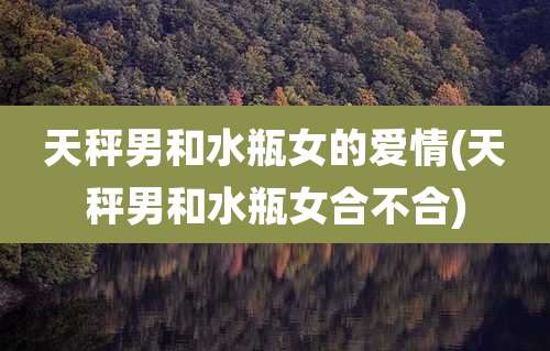 天秤男和水瓶女的爱情(天秤男和水瓶女合不合)