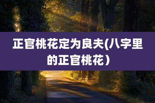 正官桃花定为良夫(八字里的正官桃花）