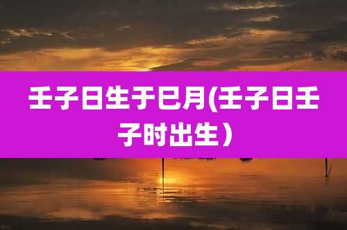 壬子日生于巳月(壬子日壬子时出生）