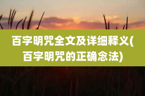百字明咒全文及详细释义(百字明咒的正确念法)