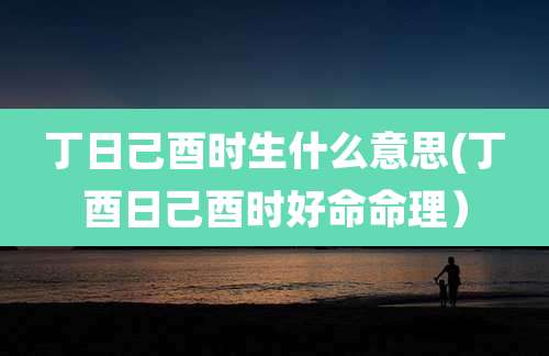 丁日己酉时生什么意思(丁酉日己酉时好命命理)