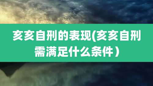 亥亥自刑的表现(亥亥自刑需满足什么条件)