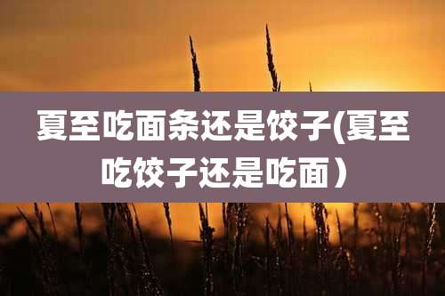 夏至吃面条还是饺子(夏至吃饺子还是吃面)