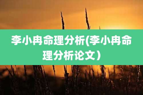 李小冉命理分析(李小冉命理分析论文）