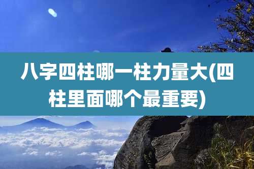 八字四柱哪一柱力量大(四柱里面哪个最重要)