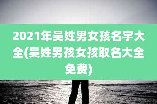 2021年吴姓男女孩名字大全(吴姓男孩女孩取名大全免费)