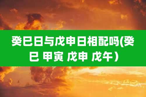 癸巳日与戊申日相配吗(癸巳 甲寅 戊申 戊午）