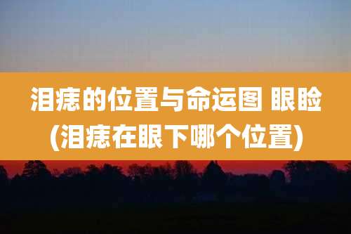 泪痣的位置与命运图 眼睑(泪痣在眼下哪个位置)