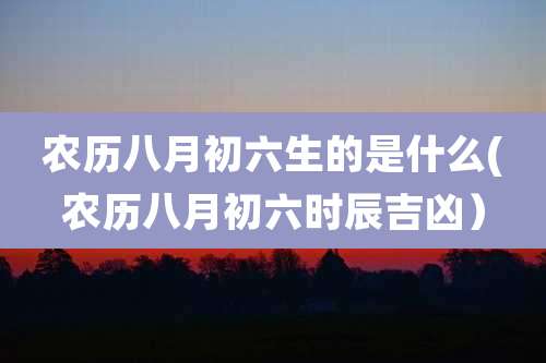 农历八月初六生的是什么(农历八月初六时辰吉凶)