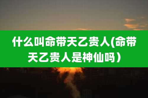 什么叫命带天乙贵人(命带天乙贵人是神仙吗)