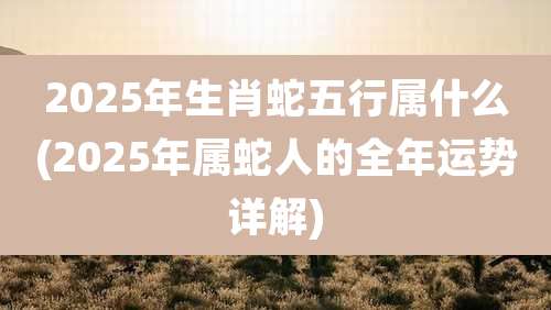 2025年生肖蛇五行属什么(2025年属蛇人的全年运势详解)
