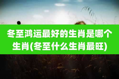 冬至鸿运最好的生肖是哪个生肖(冬至什么生肖最旺)