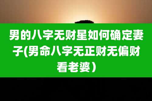 男的八字无财星如何确定妻子(男命八字无正财无偏财看老婆)