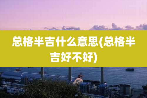 总格半吉什么意思(总格半吉好不好)