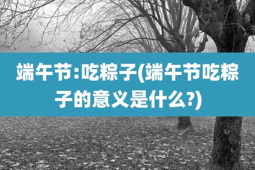 端午节:吃粽子(端午节吃粽子的意义是什么?)