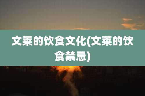 文莱的饮食文化(文莱的饮食禁忌)