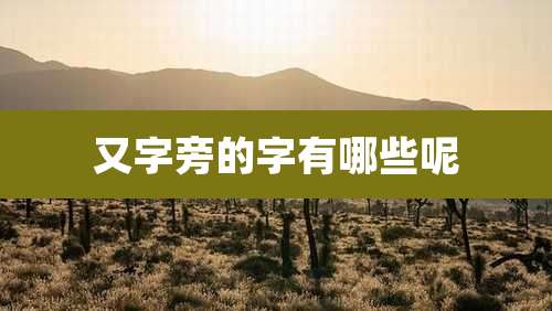 又字旁的字有哪些呢