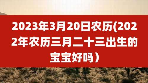 2023年3月20日农历(2022年农历三月二十三出生的宝宝好吗）