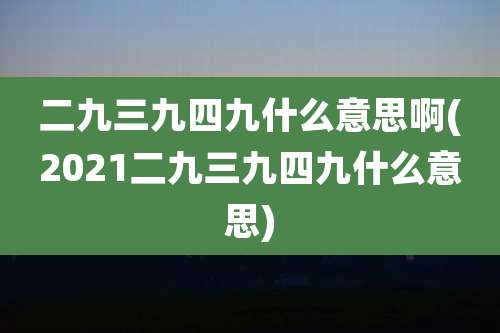 二九三九四九什么意思啊(2021二九三九四九什么意思)