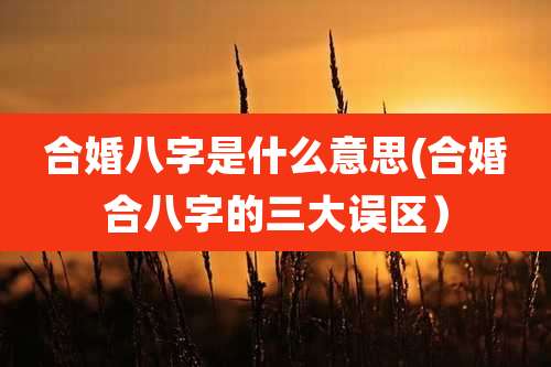 合婚八字是什么意思(合婚合八字的三大误区）