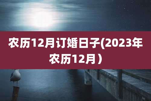 农历12月订婚日子(2023年农历12月）