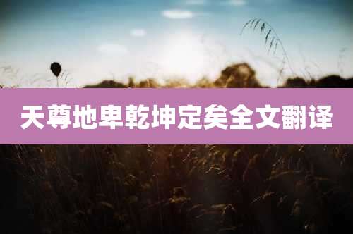 天尊地卑乾坤定矣全文翻译