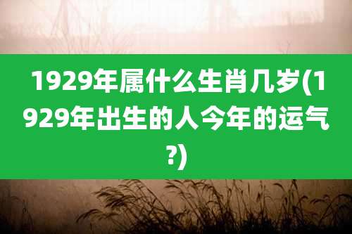 1929年属什么生肖几岁(1929年出生的人今年的运气?)