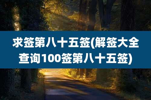 求签第八十五签(解签大全查询100签第八十五签)